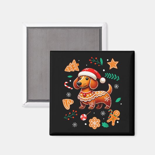 Gingerbread Weiner Dog Lover Dachshund Christmas C Magneet (Voorkant / Achterkant)