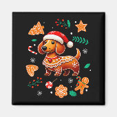 Gingerbread Weiner Dog Lover Dachshund Christmas C Magneet (Voorkant)