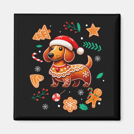 Gingerbread Weiner Dog Lover Dachshund Christmas C Magneet (Voorkant)