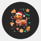 Gingerbread Weiner Dog Lover Dachshund Christmas C Ronde Sticker (Voorkant)