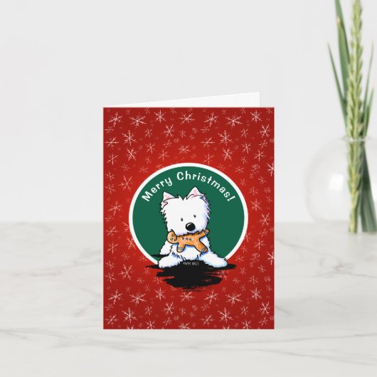 Gingerbread Westie Christmas Kaart (Voorkant)