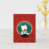 Gingerbread Westie Christmas Kaart (Gele Bloem)
