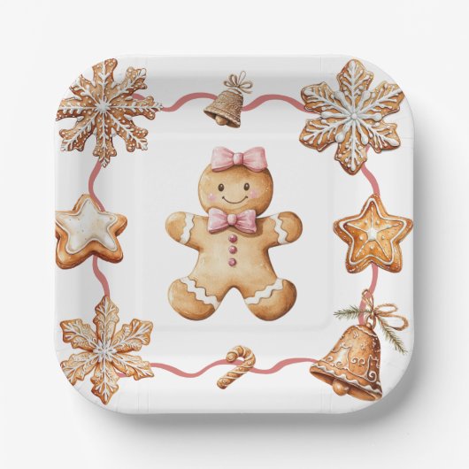 Gingerbread | Winter Christmas Plates Papieren Bordje (Voorkant)