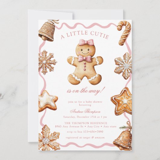 Gingerbread  | Winter Girl Baby Shower Kaart (Voorkant)
