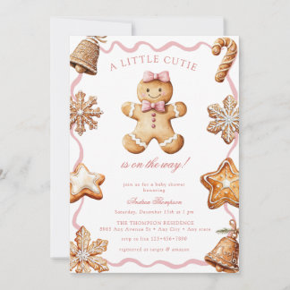 Gingerbread | Winter Meisje Baby Shower Kaart