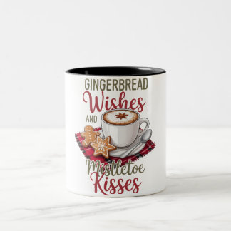 Gingerbread Wishes and Mistletoe Kisses Christmas Tweekleurige Koffiemok