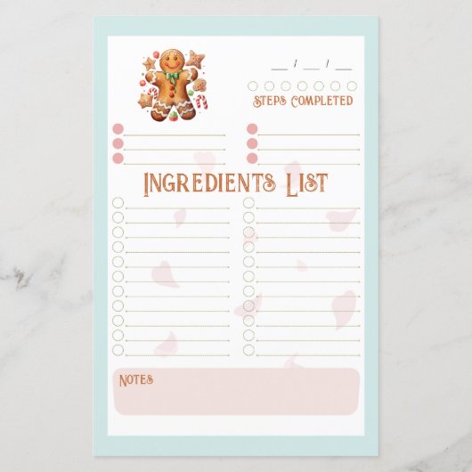 Gingerbread Wishes  Boerderij Recept Pagina (Achterkant)