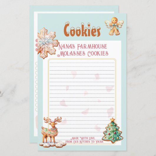 Gingerbread Wishes  Boerderij Recept Pagina (Voorkant / Achterkant)