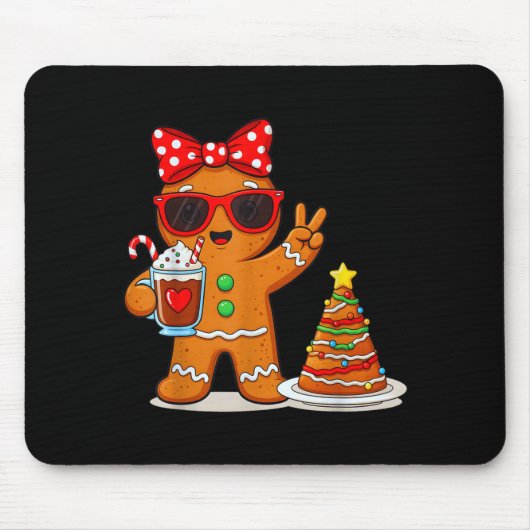 Gingerbread Women Drinking Coffee Christmas Tree C Muismat (Voorkant)
