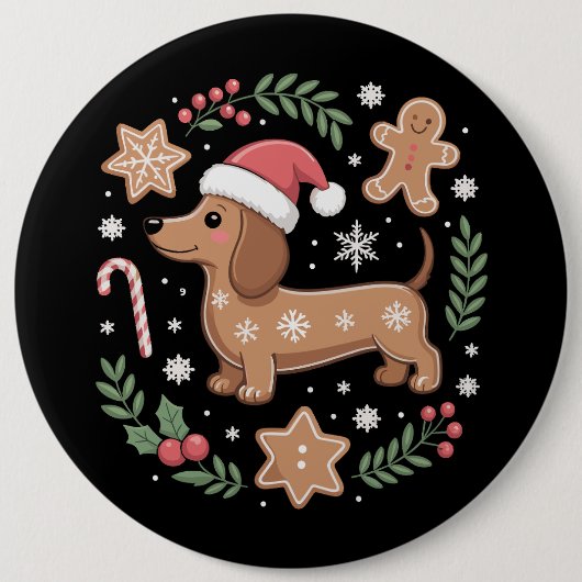 Gingerbread Worstebrood Hond Liefhebber Dachshund  Ronde Button 6,0 Cm (Voorkant)