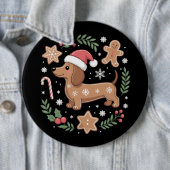 Gingerbread Worstebrood Hond Liefhebber Dachshund  Ronde Button 6,0 Cm (In situ)