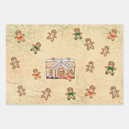 Gingerbread Wrapping Paper Flat Sheet Set van 3 (Voorkant 3)