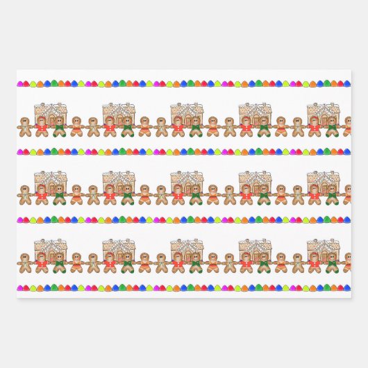 Gingerbread Wrapping Paper Flat Sheet Set van 3 (Voorkant)