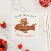 Gingerbread Xmas Airplane Cartoon Servet (Insitu)