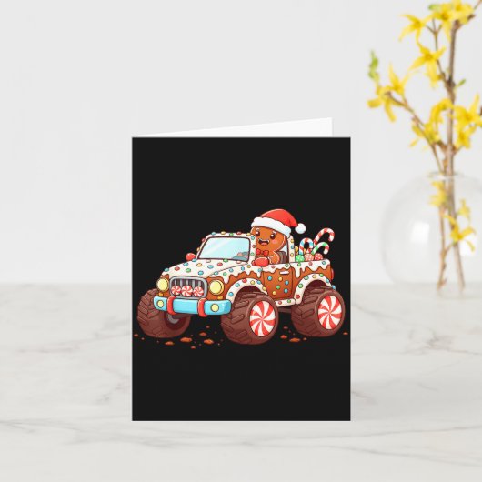 Gingerbread Xmas Candy Truck Funny Christmas Bakin Kaart (Gele Bloem)