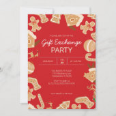 Gingerbread Xmas Gift Exchange Vakantie Party Kaart (Voorkant)