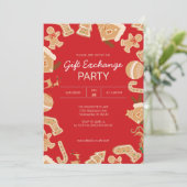 Gingerbread Xmas Gift Exchange Vakantie Party Kaart (Staand voorkant)