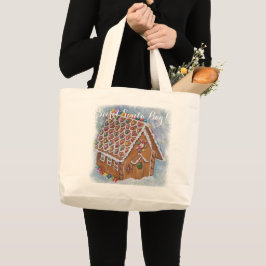 GINGERBREAD XMAS HOUSE SECRET SANTA GROTE TOTE BAG