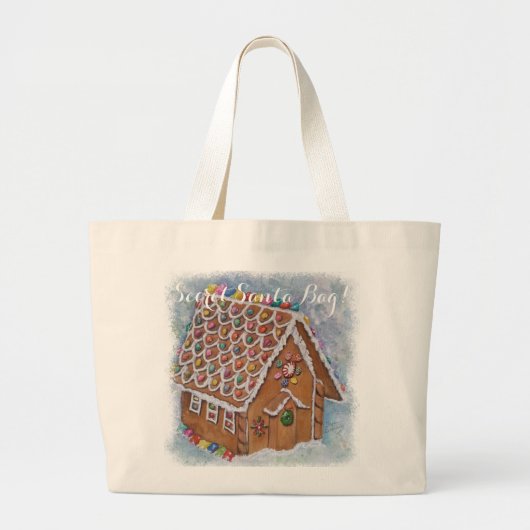 GINGERBREAD XMAS HOUSE SECRET SANTA GROTE TOTE BAG (Voorkant)