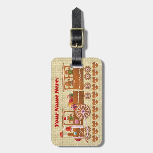 Gingerbread Xmas Steam Train Bagagelabel (Voorkant verticaal)