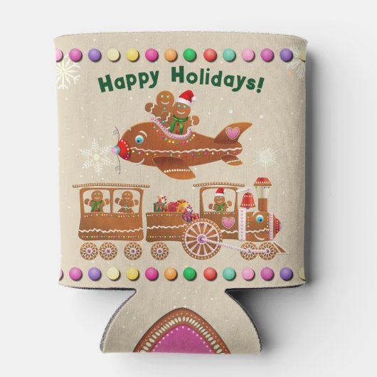 Gingerbread Xmas trein en vliegtuig Blikjeskoeler (Achterkant)