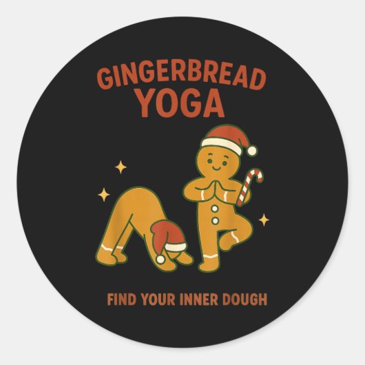 Gingerbread Yoga – Fun Holiday “find Your Inner Do Ronde Sticker (Voorkant)
