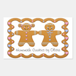 Gingerbread ~ Zelfgemaakte Cookies Aangepaste Naam Rechthoekige Sticker
