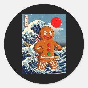 Gingerbread-zilla Vintage Japanse Kunst Grappig Ch Ronde Sticker