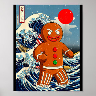Gingerbread-zilla Vintage Japanse Kunst Grappige K Poster