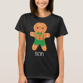 Gingerbread Zoon Kerst Bijpassende Pyjama voor Fam T-shirt (Voorkant)