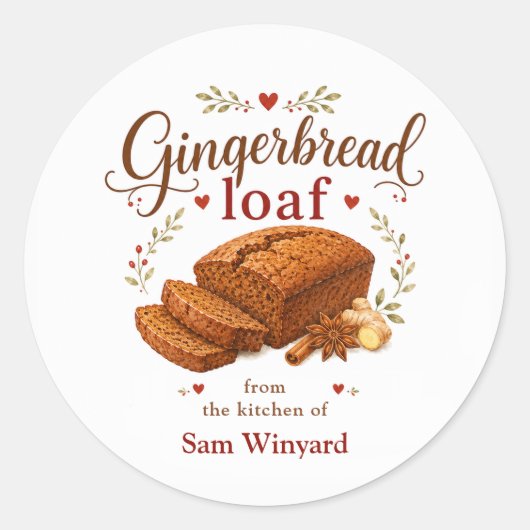 Gingerbreadbrood Kerst Baklabel Ronde Sticker (Voorkant)