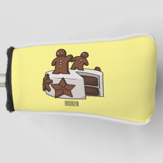 Gingerbreadcake cartoon illustratie golfheadcover (Voorkant)