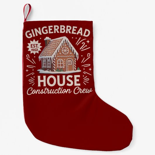 Gingerbreadhuis Bouwploeg Grappige Kerstmis  Kleine Kerstsok (Voorkant)
