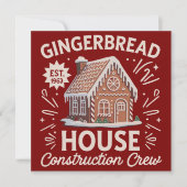 Gingerbreadhuis Bouwteam Grappige Kerstmis  Feestdagenkaart (Voorkant)