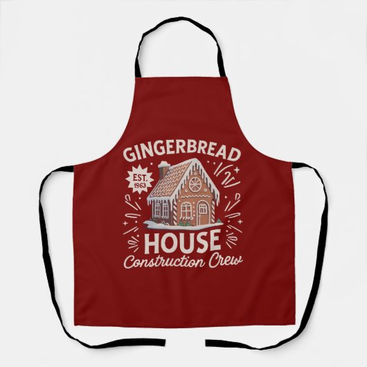 Gingerbreadhuis Bouwteam Grappige Kerstmis  Schort (Voorkant)