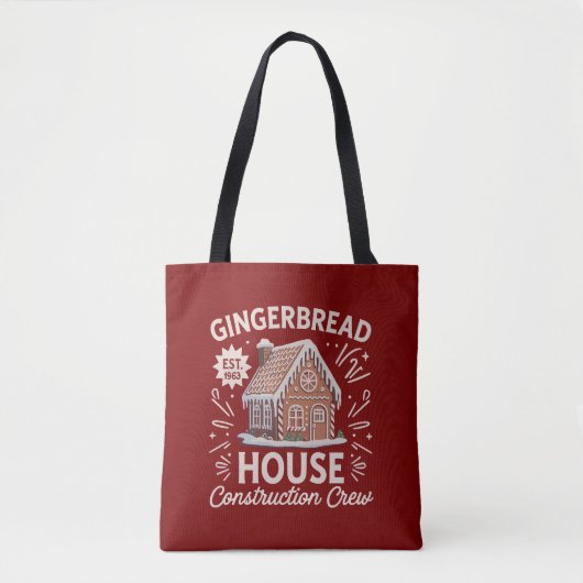 Gingerbreadhuis Bouwteam Grappige Kerstmis Tote Bag (Voorkant)