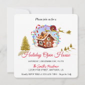 Gingerbreadhuis en gouden kerstman vakantie C Feestdagenkaart (Voorkant)