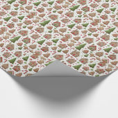 Gingerbreadhuis en Whimsical Bomen Cadeaupapier (Hoek)