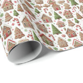 Gingerbreadhuis en Whimsical Bomen Cadeaupapier (Rol Hoek)