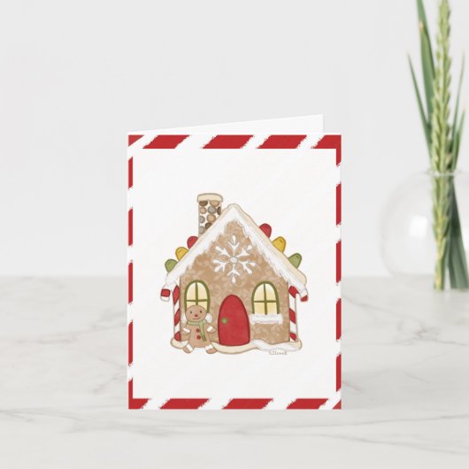 Gingerbreadhuis Feestdagen Kaart (Voorkant)