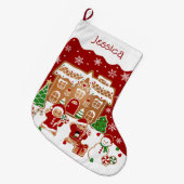 Gingerbreadhuis grote kerstsok (Voorkant (Hangend))