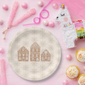 Gingerbreadhuis Illustratie Sneeuwvlok Patroon Papieren Bordje (Feest)