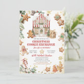 Gingerbreadhuis & Kerstkoekjes Uitwisselen Kaart (Staand voorkant)