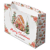 Gingerbreadhuis Rode Kerstmis Groot Cadeauzakje (Achterkant Gekanteld)