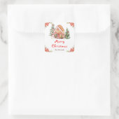 Gingerbreadhuis Rode Kerstmis Vierkante Sticker (Tas)