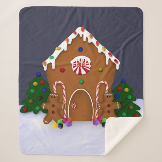 Gingerbreadhuis  sherpa deken (Voorkant)