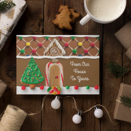 Gingerbreadhuis van ons huis naar het uwe vakantie kaart
