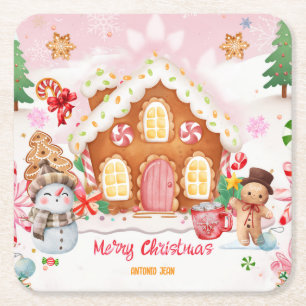 Gingerbreadhuis Versieren Feestje Kartonnen Onderzetters