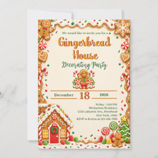 Gingerbreadhuis Versierfeest Kaart