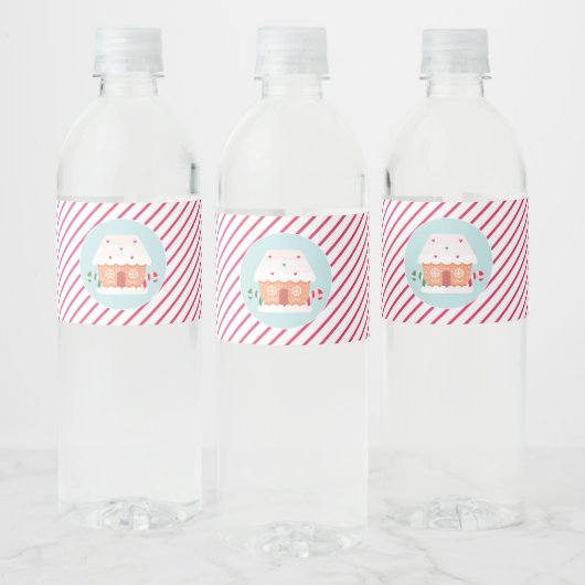 Gingerbreadhuis Versierfeestje Waterfles Etiket (Flessen)